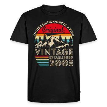 Original vintage established in 2008 anniversary - Men's Premium Organic T-Shirt - black - Front - Nico (187cm)