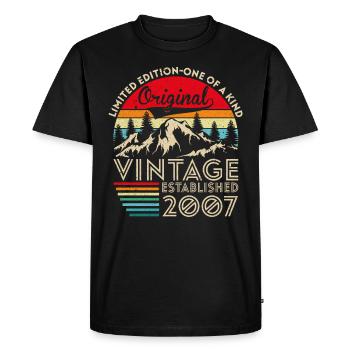 Original vintage established in 2007 anniversary - Men's Premium Organic T-Shirt - black - Front - Nico (187cm)