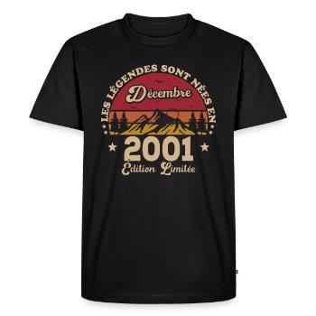 Les Légendes Sont Nées En Décembre 2001 - T-shirt Premium bio Homme - noir - Devant - Nico (187cm)