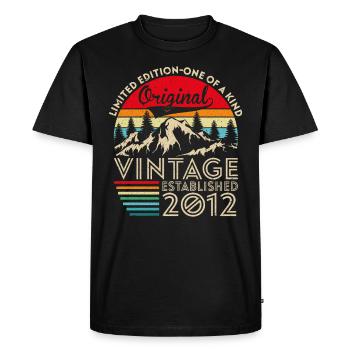 Original vintage established in 2012 anniversary - Men's Premium Organic T-Shirt - black - Front - Nico (187cm)