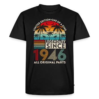 Legendary since 1946 all original parts - Men's Premium Organic T-Shirt - black - Front - Nico (187cm)