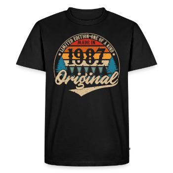 Made in 1987 Original - Men's Premium Organic T-Shirt - black - Front - Nico (187cm)