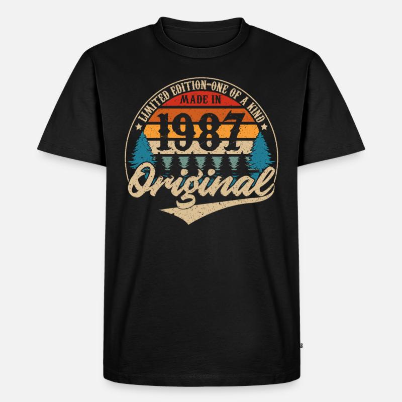 Hergestellt 1987 Original - Männer Premium Bio T-Shirt - Schwarz