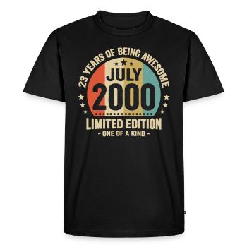 July 2000 23 Years Anniversary Vintage Gift - Men's Premium Organic T-Shirt - black - Front - Nico (187cm)