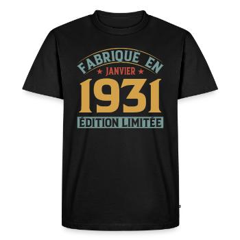 Fabriqué En Janvier 1931 Édition Limitée - T-shirt Premium bio Homme - noir - Devant - Nico (187cm)