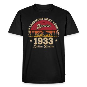 Les Légendes Sont Nées En Janvier 1933 - T-shirt Premium bio Homme - noir - Devant - Nico (187cm)