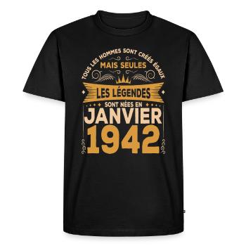 Les Légendes Sont Nées En Janvier 1942 - T-shirt Premium bio Homme - noir - Devant - Nico (187cm)