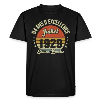 Juillet 1929 94 Ans Anniversaire Vintage Cadeau - T-shirt Premium bio Homme - noir - Devant - Nico (187cm)