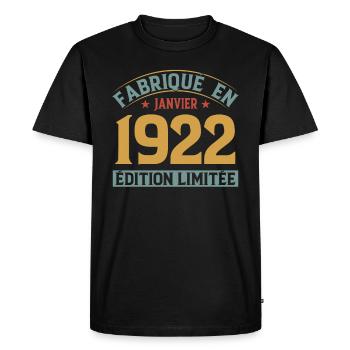Fabriqué En Janvier 1922 Édition Limitée - T-shirt Premium bio Homme - noir - Devant - Nico (187cm)