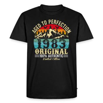Aged to perfection 1983 Original - Men's Premium Organic T-Shirt - black - Front - Nico (187cm)