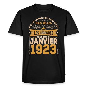Les Légendes Sont Nées En Janvier 1923 - T-shirt Premium bio Homme - noir - Devant - Nico (187cm)