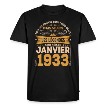 Les Légendes Sont Nées En Janvier 1933 - T-shirt Premium bio Homme - noir - Devant - Nico (187cm)
