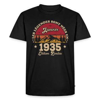 Les Légendes Sont Nées En Janvier 1935 - T-shirt Premium bio Homme - noir - Devant - Nico (187cm)