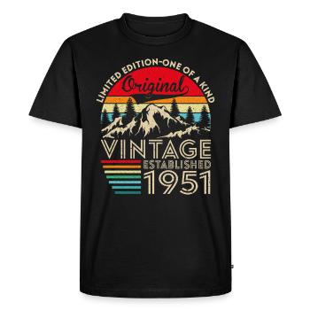 Original vintage established in 1951 anniversary - Men's Premium Organic T-Shirt - black - Front - Nico (187cm)