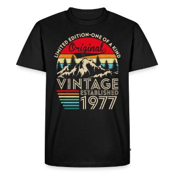 Original vintage established in 1977 anniversary - Men's Premium Organic T-Shirt - black - Front - Nico (187cm)