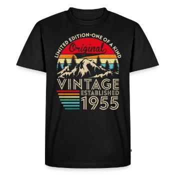 Original vintage established in 1955 anniversary - Men's Premium Organic T-Shirt - black - Front - Nico (187cm)