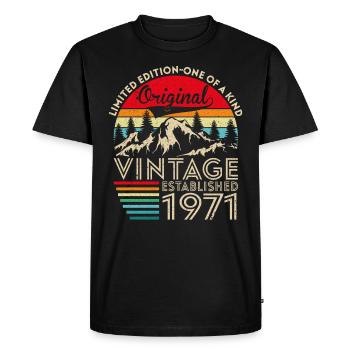 Original vintage established in 1971 anniversary - Men's Premium Organic T-Shirt - black - Front - Nico (187cm)