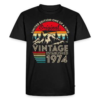 Original vintage established in 1974 anniversary - Men's Premium Organic T-Shirt - black - Front - Nico (187cm)