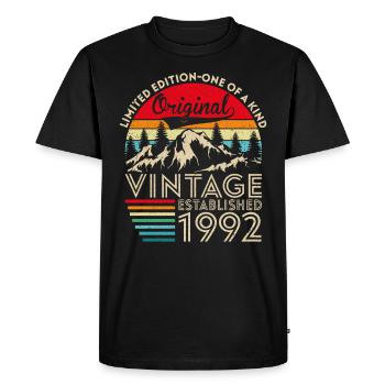 Original vintage established in 1992 anniversary - Men's Premium Organic T-Shirt - black - Front - Nico (187cm)