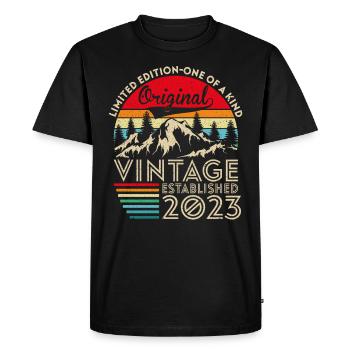 Original vintage established in 2023 anniversary - Men's Premium Organic T-Shirt - black - Front - Nico (187cm)