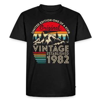Original vintage established in 1982 anniversary - Men's Premium Organic T-Shirt - black - Front - Nico (187cm)