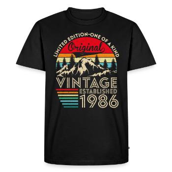 Original vintage established in 1986 anniversary - Men's Premium Organic T-Shirt - black - Front - Nico (187cm)