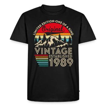 Original vintage established in 1989 anniversary - Men's Premium Organic T-Shirt - black - Front - Nico (187cm)