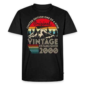 Original vintage established in 2000 anniversary - Men's Premium Organic T-Shirt - black - Front - Nico (187cm)