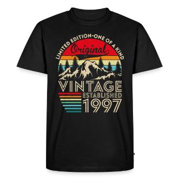 Original vintage established in 1997 anniversary - Men's Premium Organic T-Shirt - black - Front - Nico (187cm)