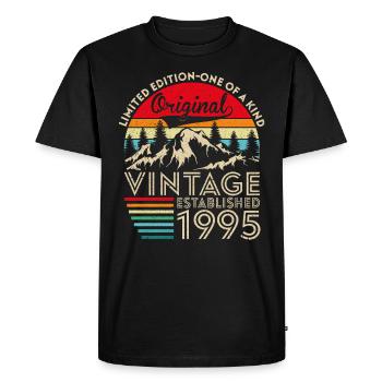Original vintage established in 1995 anniversary - Men's Premium Organic T-Shirt - black - Front - Nico (187cm)