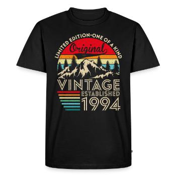 Original Vintage Established in 1994 Anniversary - Men's Premium Organic T-Shirt - black - Front - Nico (187cm)