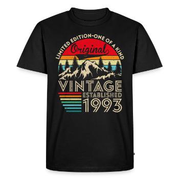 Original vintage established in 1993 anniversary - Men's Premium Organic T-Shirt - black - Front - Nico (187cm)