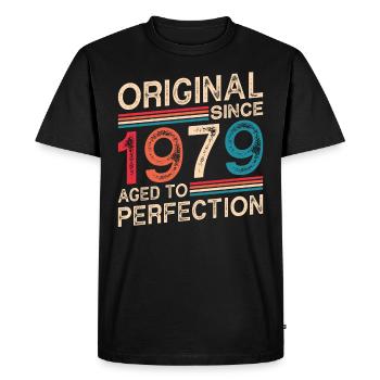 Original since 1979 Aged to perfection - Men's Premium Organic T-Shirt - black - Front - Nico (187cm)