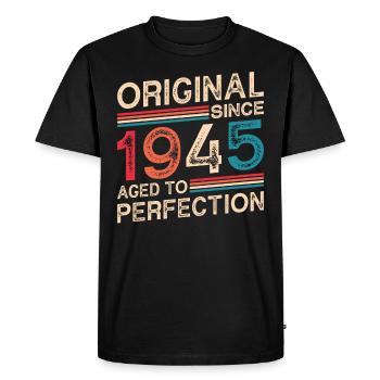 Original Since 1945 Aged To Perfection - Men's Premium Organic T-Shirt - black - Front - Nico (187cm)
