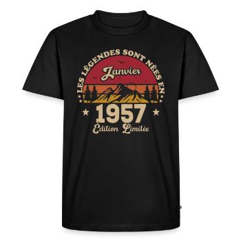 Les Légendes Sont Nées En Janvier 1957 - T-shirt Premium bio Homme - noir - Devant - Nico (187cm)