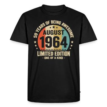 August 1964 59 Years Birthday Vintage Gift - Men's Premium Organic T-Shirt - black - Front - Nico (187cm)
