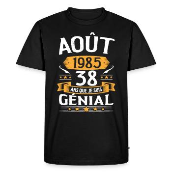 Août 1985 38 Ans Que Je Suis Génial Cadeau - T-shirt Premium bio Homme - noir - Devant - Nico (187cm)