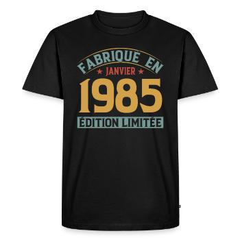 Fabriqué En Janvier 1985 Édition Limitée - T-shirt Premium bio Homme - noir - Devant - Nico (187cm)