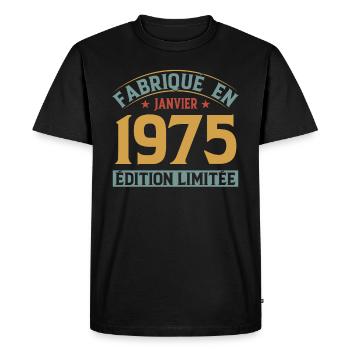 Fabriqué En Janvier 1975 Édition Limitée - T-shirt Premium bio Homme - noir - Devant - Nico (187cm)