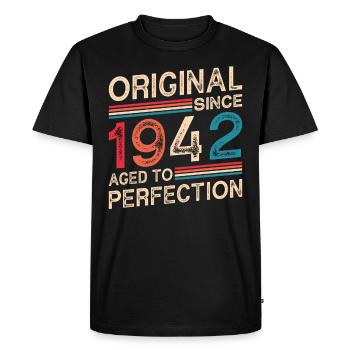 Original Depuis 1942 Vieilli À La Perfection - T-shirt Premium bio Homme - noir - Devant - Nico (187cm)