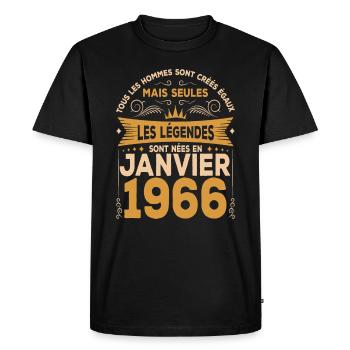 Les Légendes Sont Nées En Janvier 1966 - T-shirt Premium bio Homme - noir - Devant - Nico (187cm)