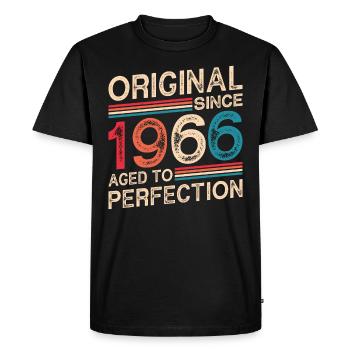 Original Since 1966 Aged To Perfection - Men's Premium Organic T-Shirt - black - Front - Nico (187cm)