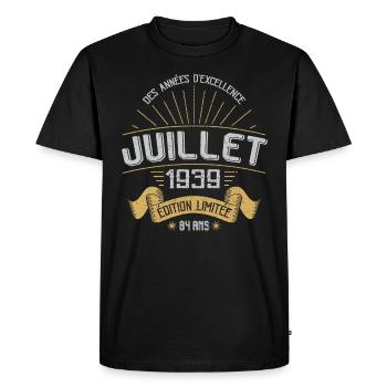 Juillet 1939 84 Ans Anniversaire Vintage Cadeau - T-shirt Premium bio Homme - noir - Devant - Nico (187cm)
