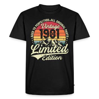 Vintage Birthday Gift 1981 Limited Edition - Men's Premium Organic T-Shirt - black - Front - Nico (187cm)
