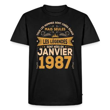 Les Légendes Sont Nées En Janvier 1987 - T-shirt Premium bio Homme - noir - Devant - Nico (187cm)