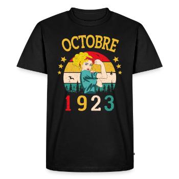 Octobre 1923 Anniversaire Vintage Idée Cadeau - T-shirt Premium bio Homme - noir - Devant - Nico (187cm)
