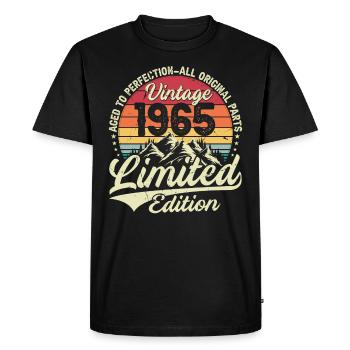 Vintage Birthday Gift 1965 Limited Edition - Men's Premium Organic T-Shirt - black - Front - Nico (187cm)