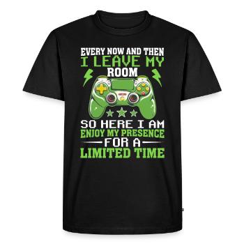 Drôle de jeu de temps en temps je quitte ma chambre - T-shirt Premium bio Homme - noir - Devant - Nico (187cm)