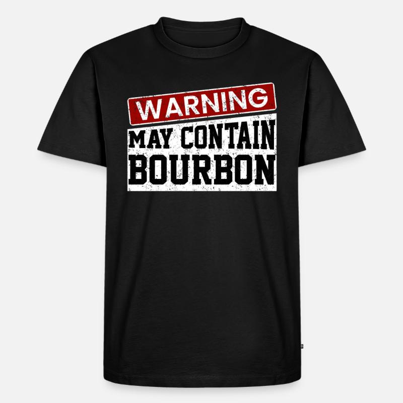 Warnung kann Bourbon enthalten - Männer Premium Bio T-Shirt - Schwarz