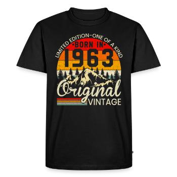 Unique in its kind born in 1963 Original vintage - Men's Premium Organic T-Shirt - black - Front - Nico (187cm)